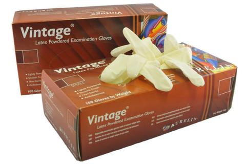 Witte Aurelia Vintage latex handschoenen, licht gepoederd, in maat XL voor salongebruik.