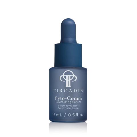 Witte fles met zilveren dop van het Circadia Cyto-Comm serum 15 ml.